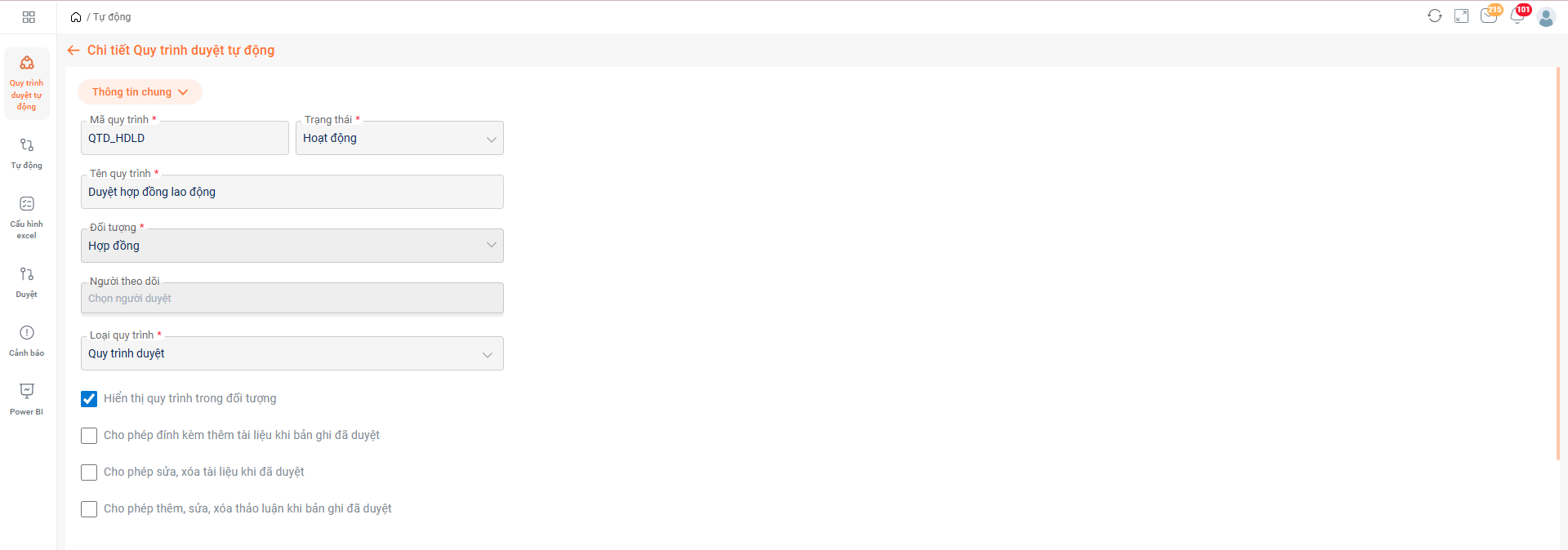 Cấu hình thông tin chung