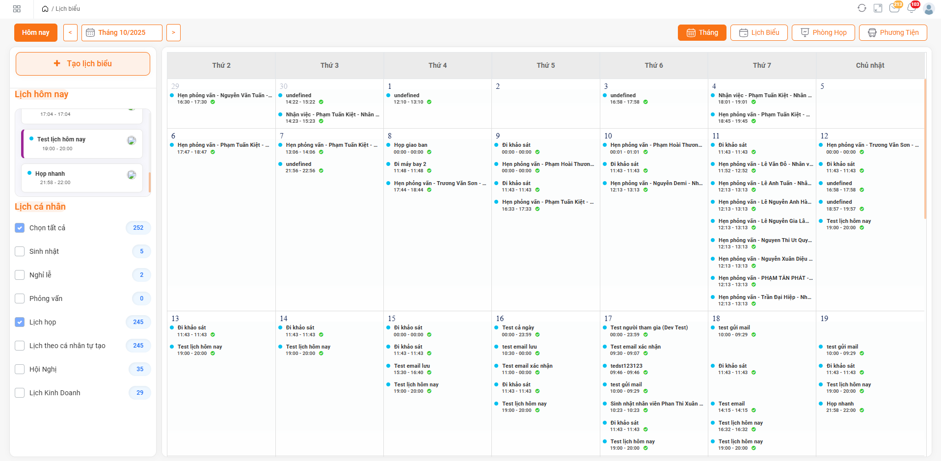 Phân loại lịch biểu
