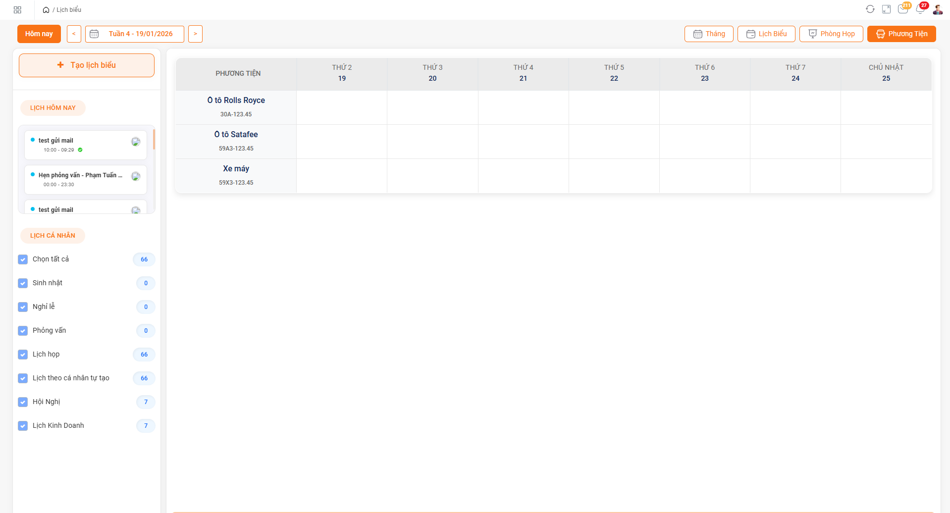 Quản lý lịch phòng họp & phương tiện