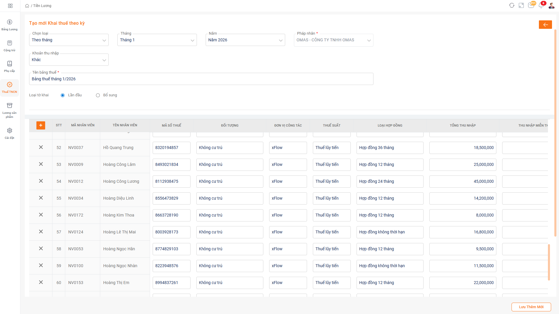 Quản lý thuế thu nhập cá nhân với HrOnline