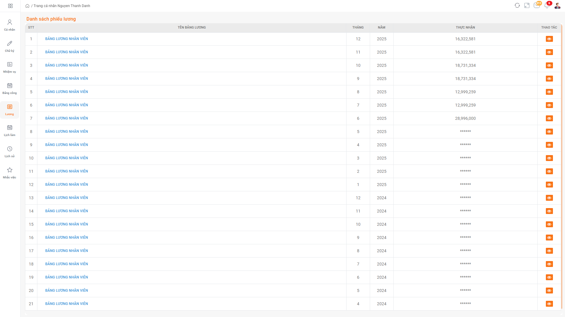 Quản lý lương cá nhân minh bạch và tập trung