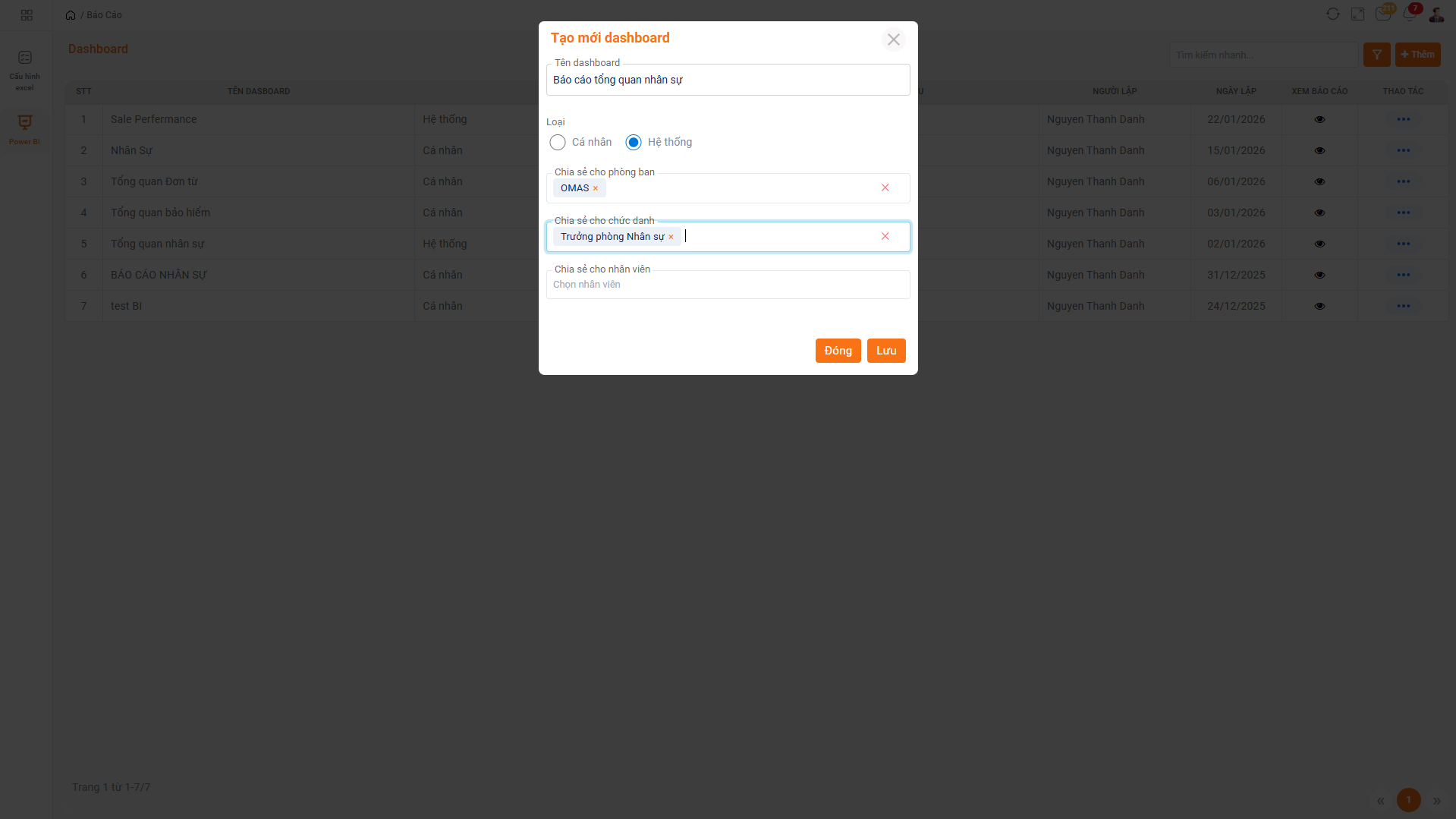 Phân quyền truy cập và bảo mật báo cáo