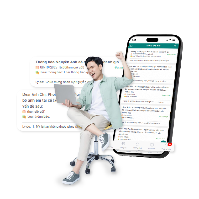 HrOnline ứng dụng vào quản lý Thông báo tự động cho doanh nghiệp