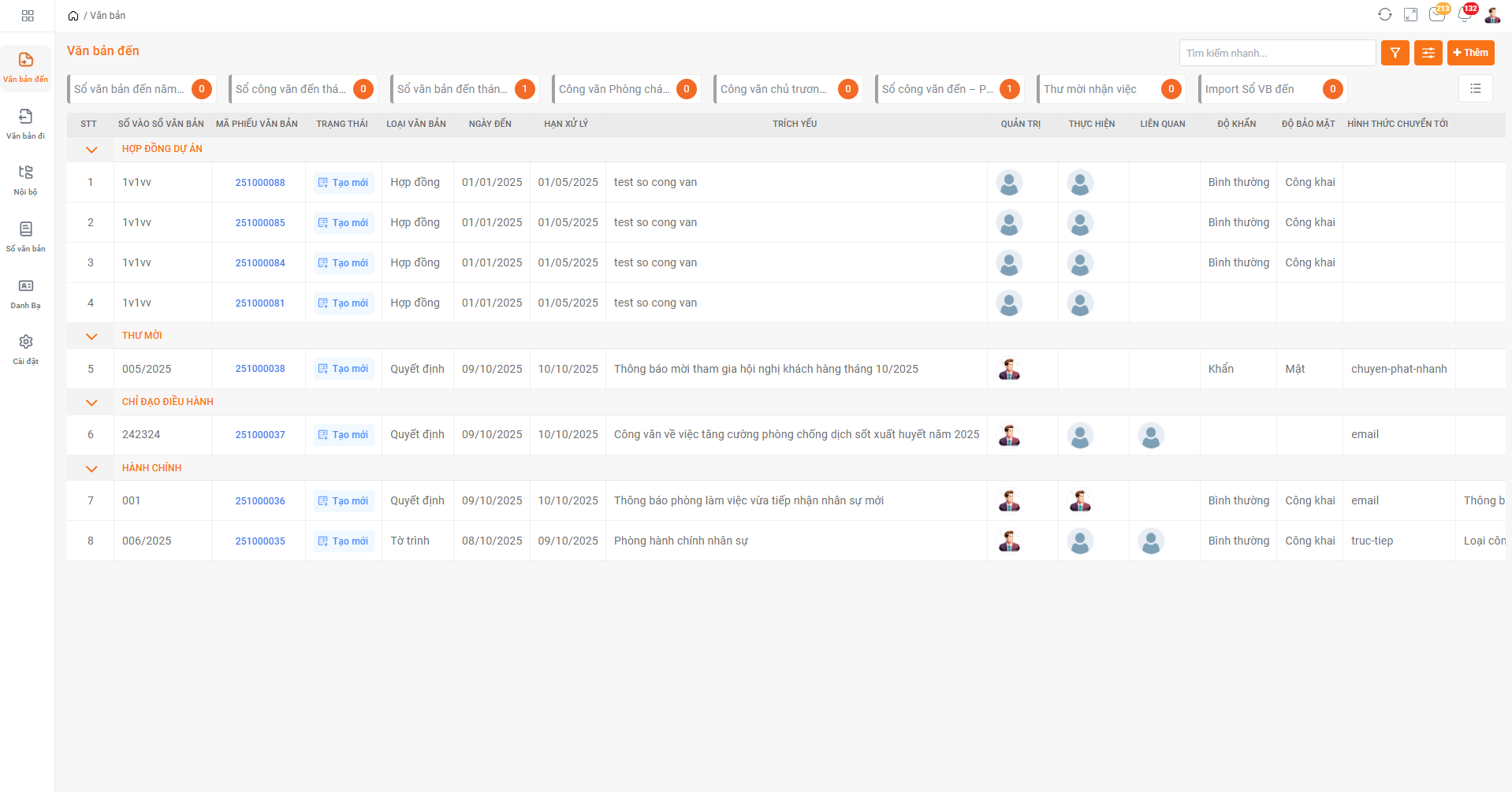 Quản lý văn bản đến