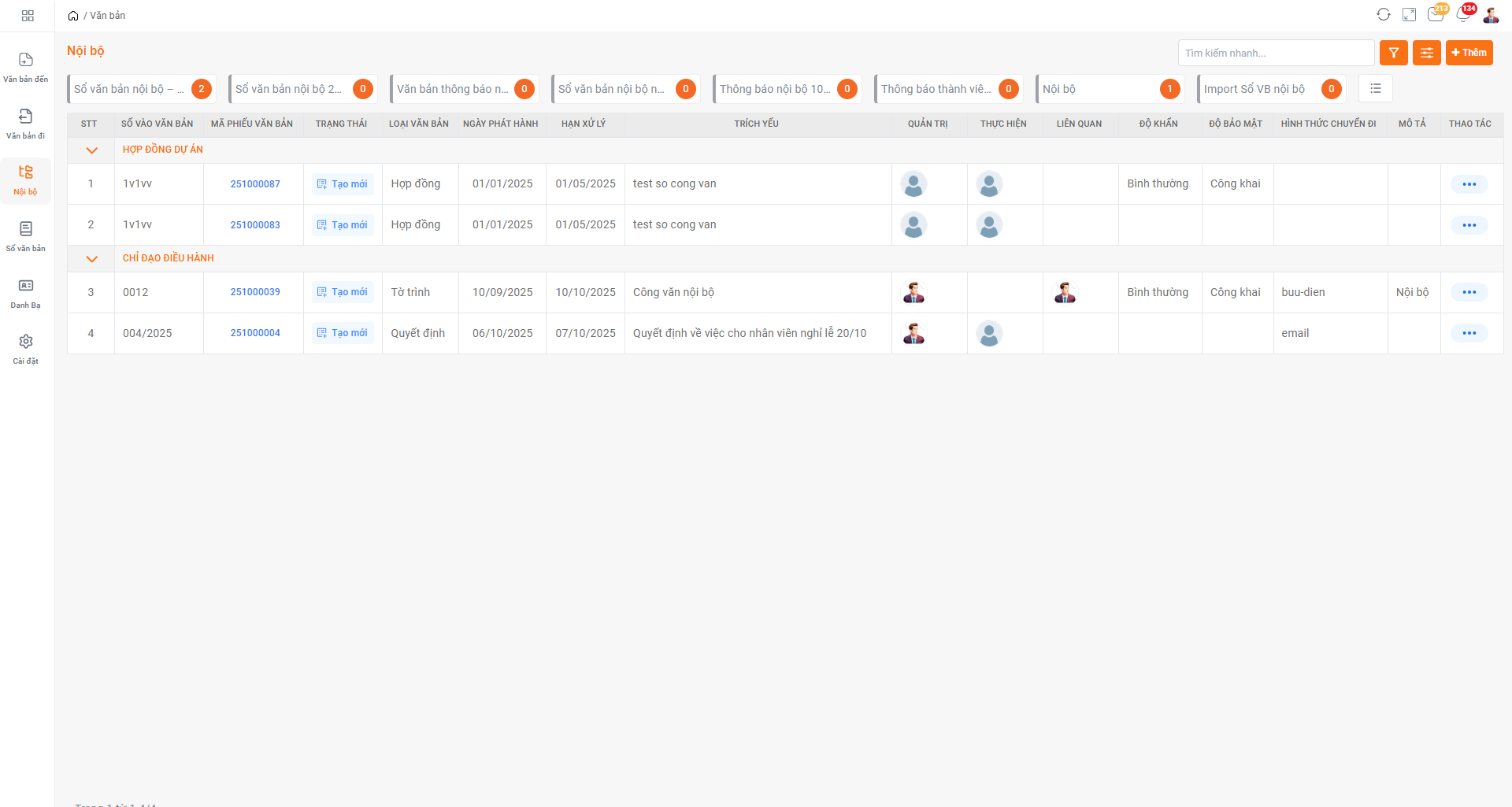 Quản lý văn bản nội bộ
